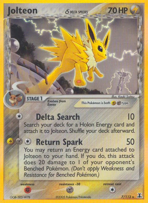 Carta Jolteon δ, número 7/113 da coleção Delta Species