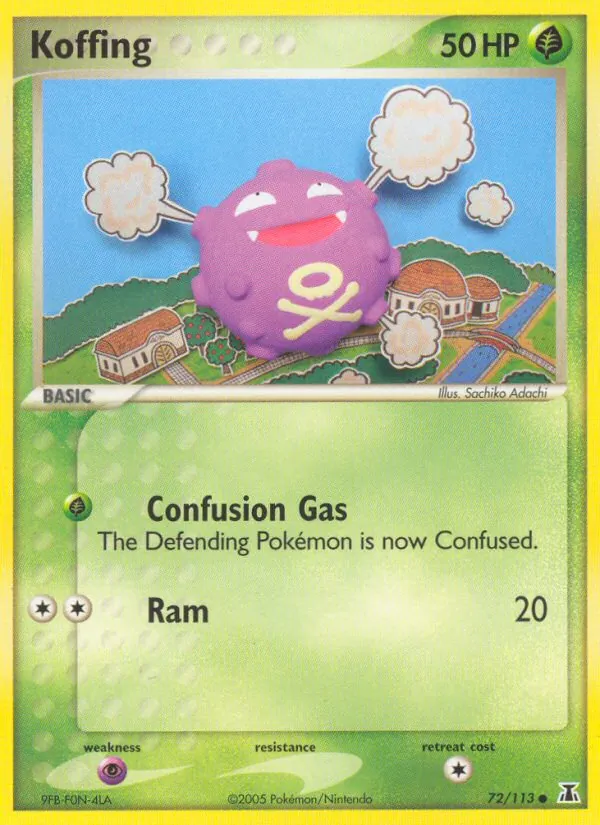 Carta Koffing, número 72/113 da coleção Delta Species