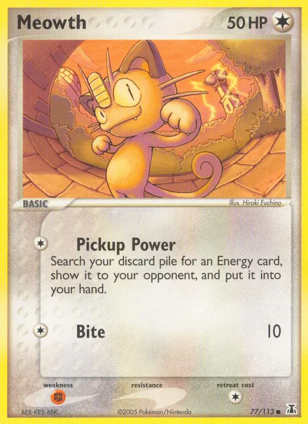 Carta Meowth, número 77/113 da coleção Delta Species