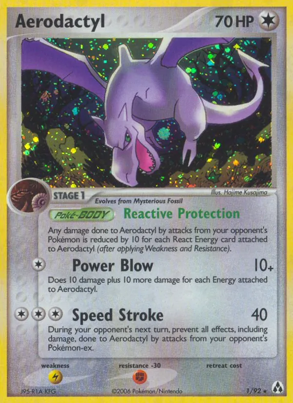 Carta Aerodactyl, número 1/92 da coleção Legend Maker