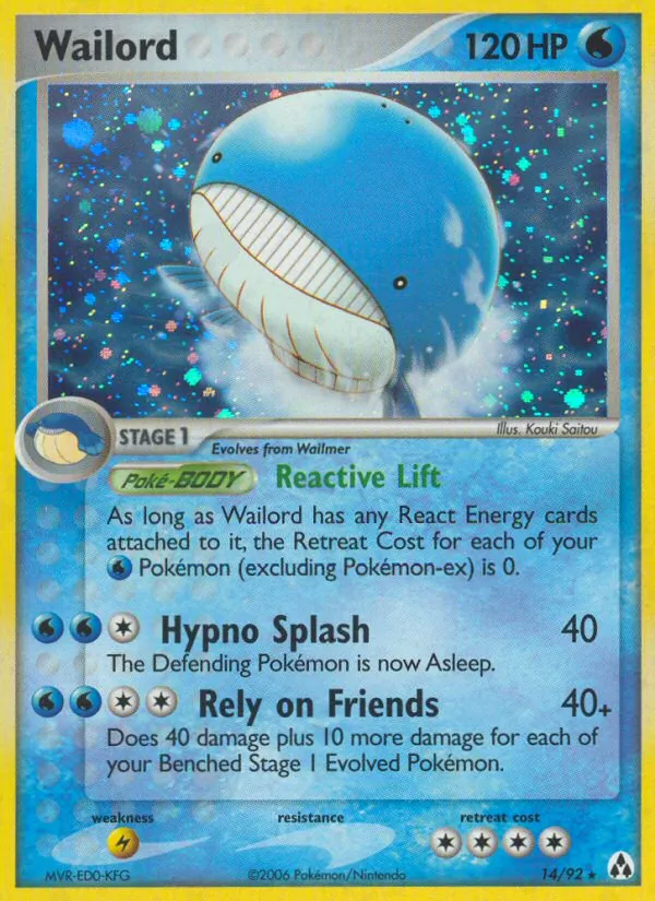 Carta Wailord, número 14/92 da coleção Legend Maker