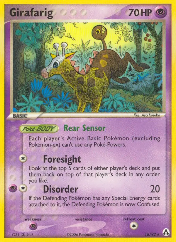 Carta Girafarig, número 16/92 da coleção Legend Maker