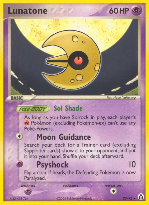 Carta Lunatone, número 20/92 da coleção Legend Maker