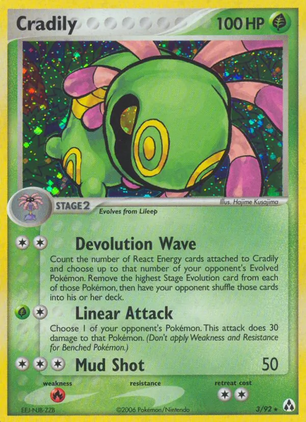 Carta Cradily, número 3/92 da coleção Legend Maker