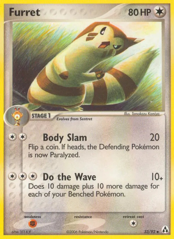 Carta Furret, número 33/92 da coleção Legend Maker