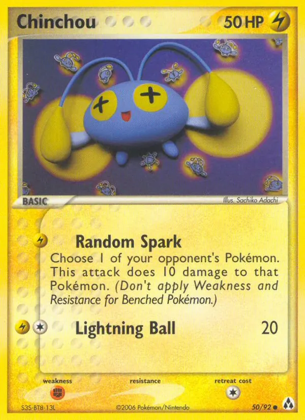 Carta Chinchou, número 50/92 da coleção Legend Maker