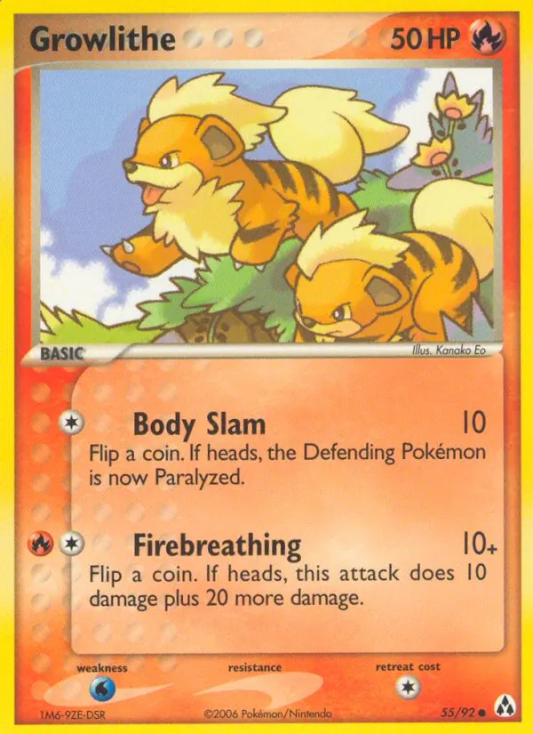 Carta Growlithe, número 55/92 da coleção Legend Maker