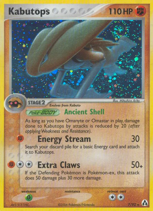 Carta Kabutops, número 7/92 da coleção Legend Maker
