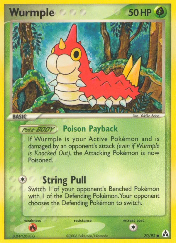 Carta Wurmple, número 70/92 da coleção Legend Maker
