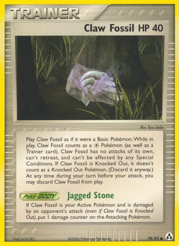 Carta Claw Fossil, número 78/92 da coleção Legend Maker