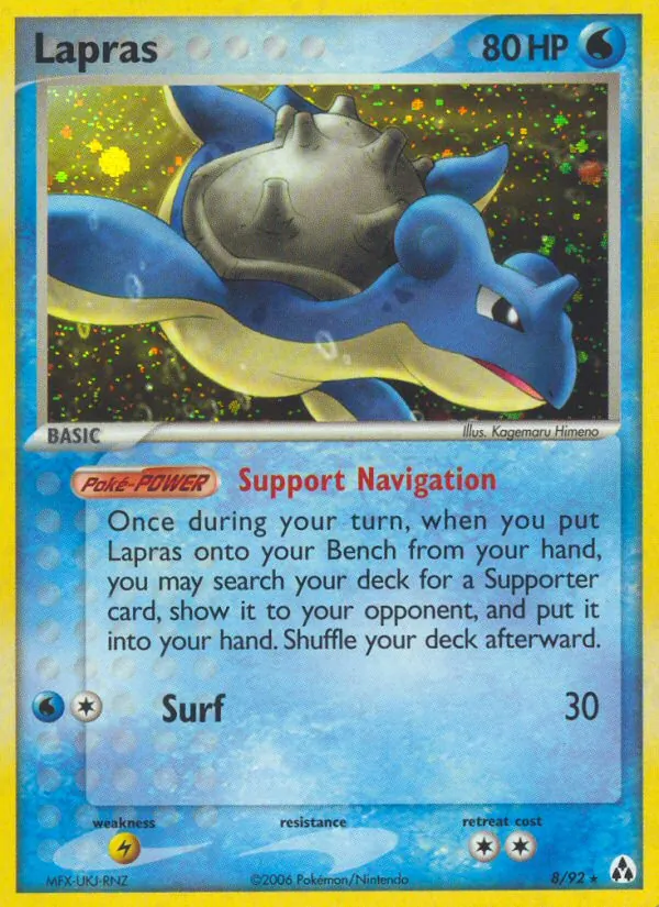 Carta Lapras, número 8/92 da coleção Legend Maker