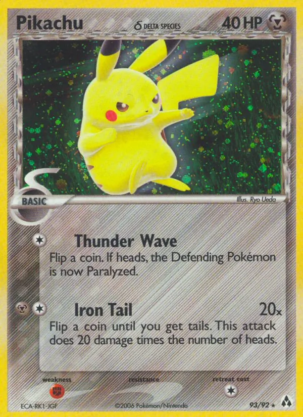 Carta Pikachu δ, número 93/92 da coleção Legend Maker
