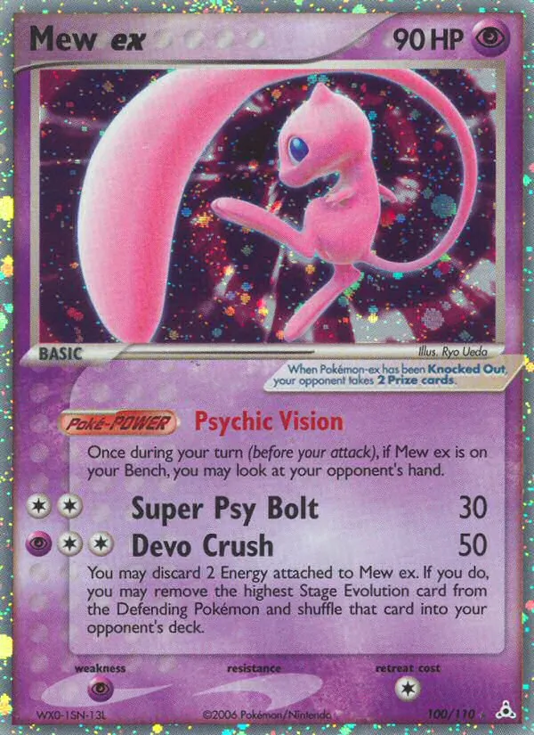 Carta Mew ex, número 100/110 da coleção Holon Phantoms