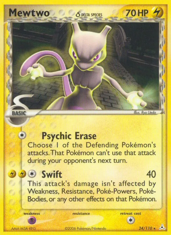 Carta Mewtwo δ, número 24/110 da coleção Holon Phantoms