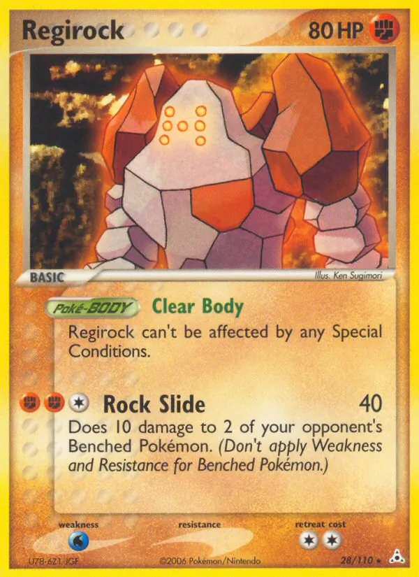 Carta Regirock, número 28/110 da coleção Holon Phantoms