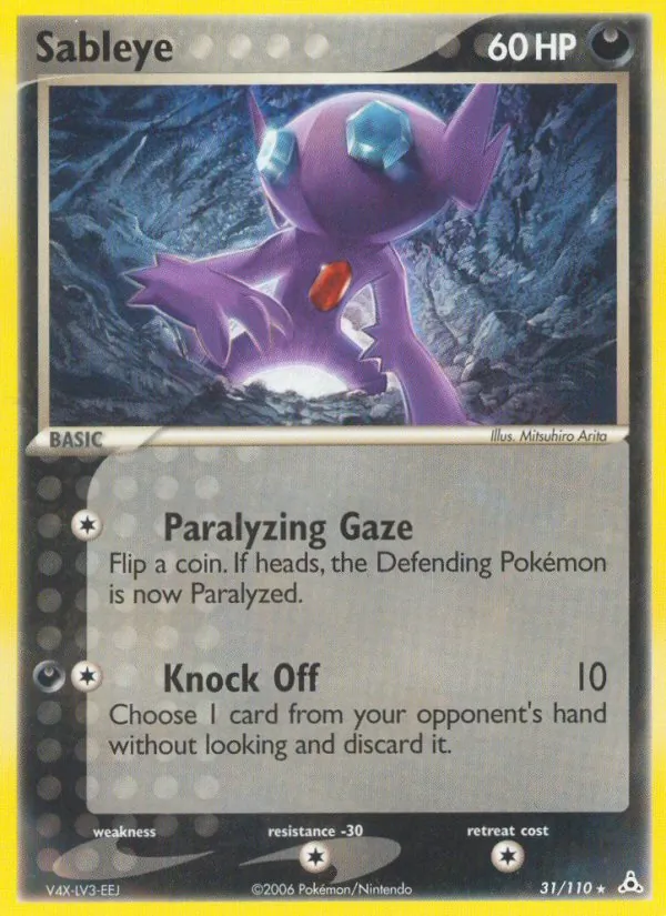 Carta Sableye, número 31/110 da coleção Holon Phantoms