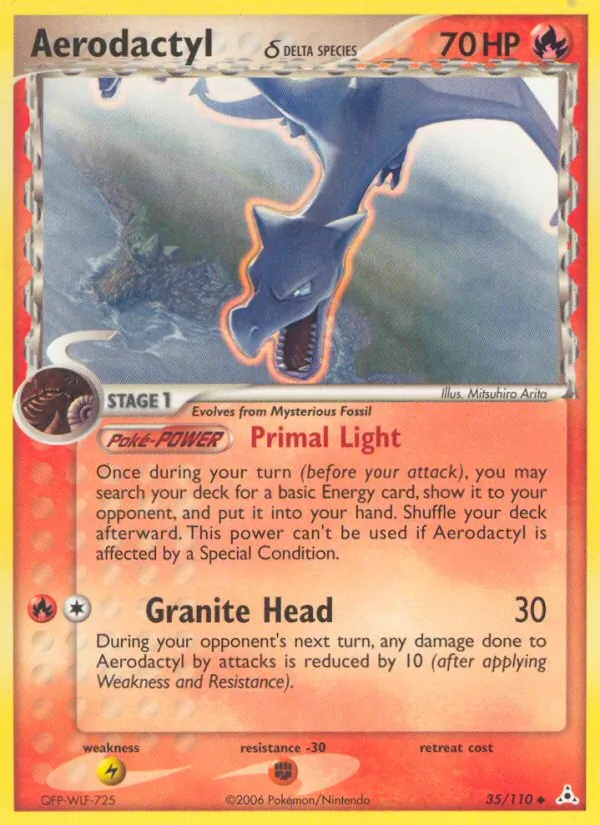 Carta Aerodactyl δ, número 35/110 da coleção Holon Phantoms
