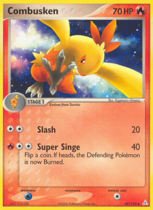 Carta Combusken, número 39/110 da coleção Holon Phantoms
