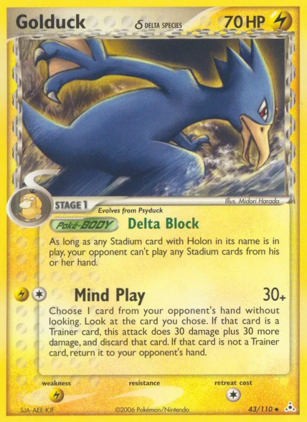 Carta Golduck δ, número 43/110 da coleção Holon Phantoms