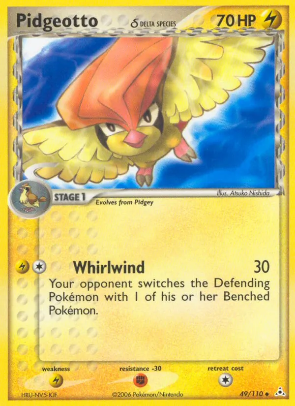 Carta Pidgeotto δ, número 49/110 da coleção Holon Phantoms
