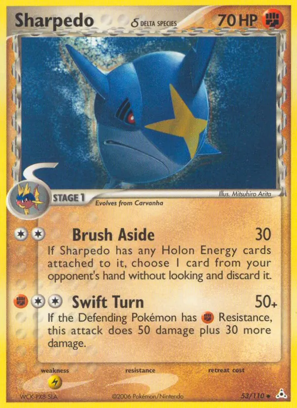 Carta Sharpedo δ, número 53/110 da coleção Holon Phantoms