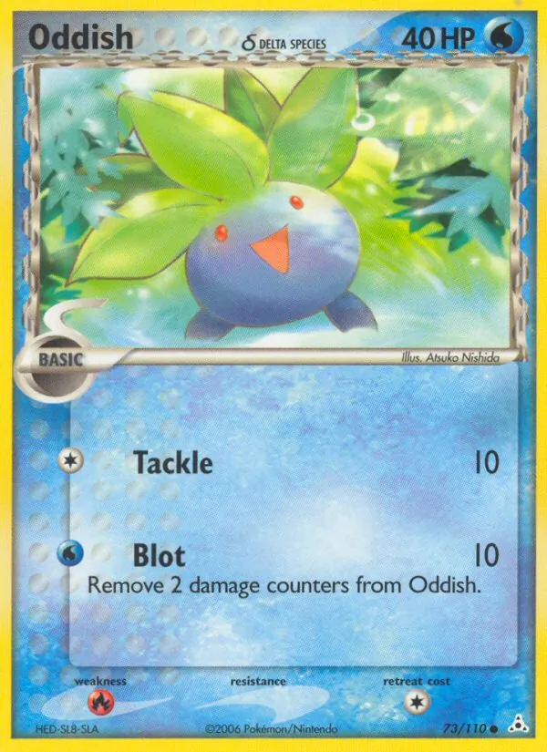 Carta Oddish δ, número 73/110 da coleção Holon Phantoms