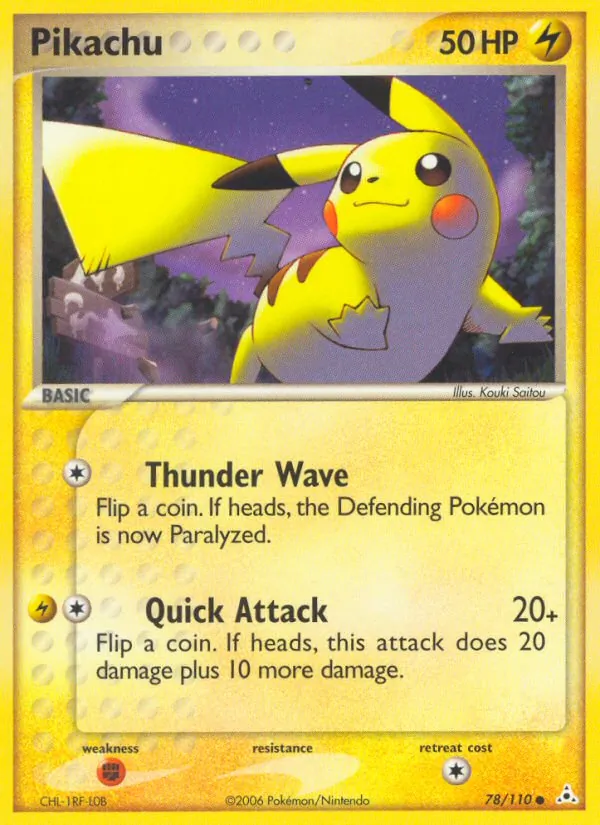 Carta Pikachu, número 78/110 da coleção Holon Phantoms