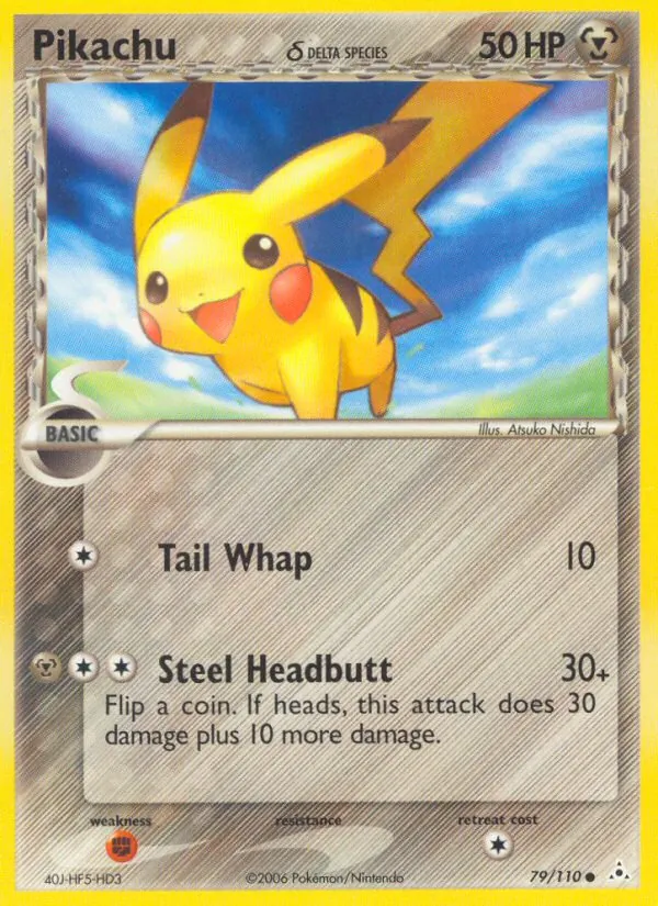 Carta Pikachu δ, número 79/110 da coleção Holon Phantoms