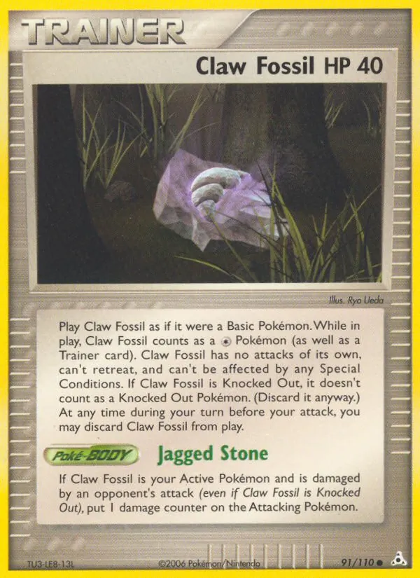 Carta Claw Fossil, número 91/110 da coleção Holon Phantoms