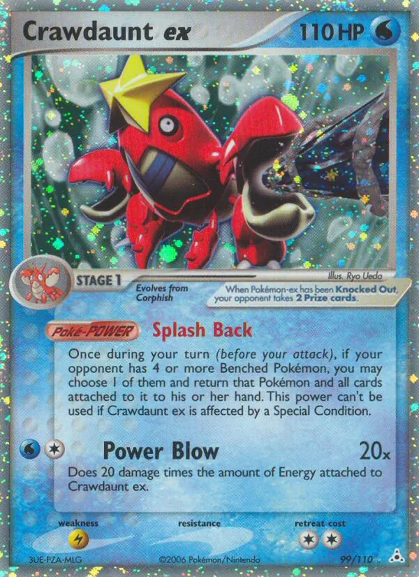 Carta Crawdaunt ex, número 99/110 da coleção Holon Phantoms