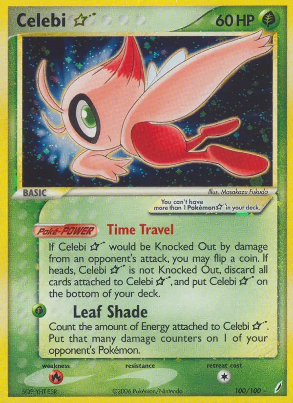 Carta Celebi ☆, número 100/100 da coleção Crystal Guardians