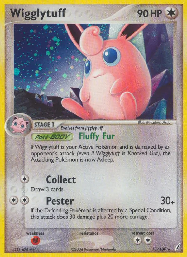 Carta Wigglytuff, número 13/100 da coleção Crystal Guardians