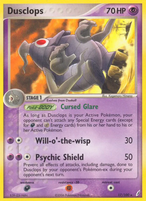 Carta Dusclops, número 17/100 da coleção Crystal Guardians
