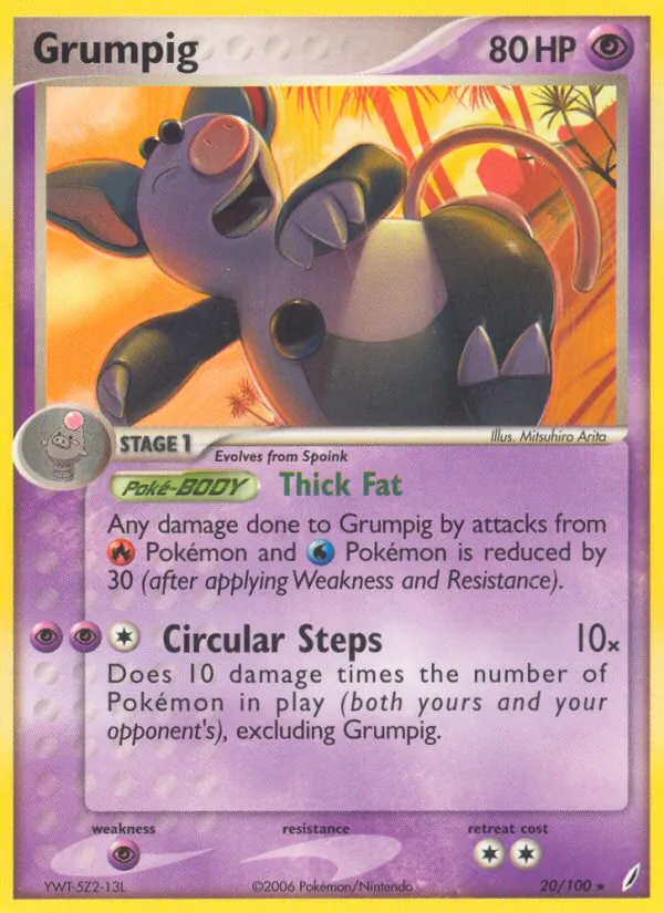 Carta Grumpig, número 20/100 da coleção Crystal Guardians