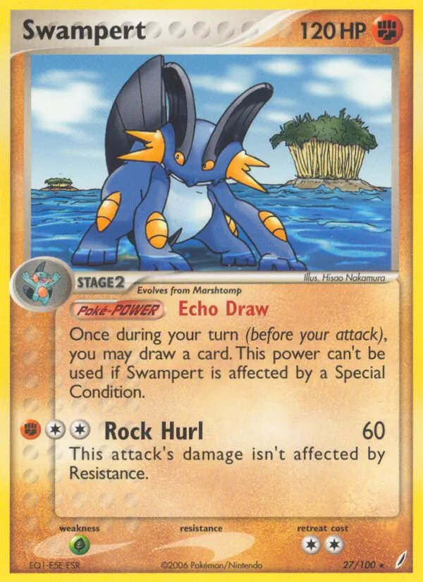 Carta Swampert, número 27/100 da coleção Crystal Guardians