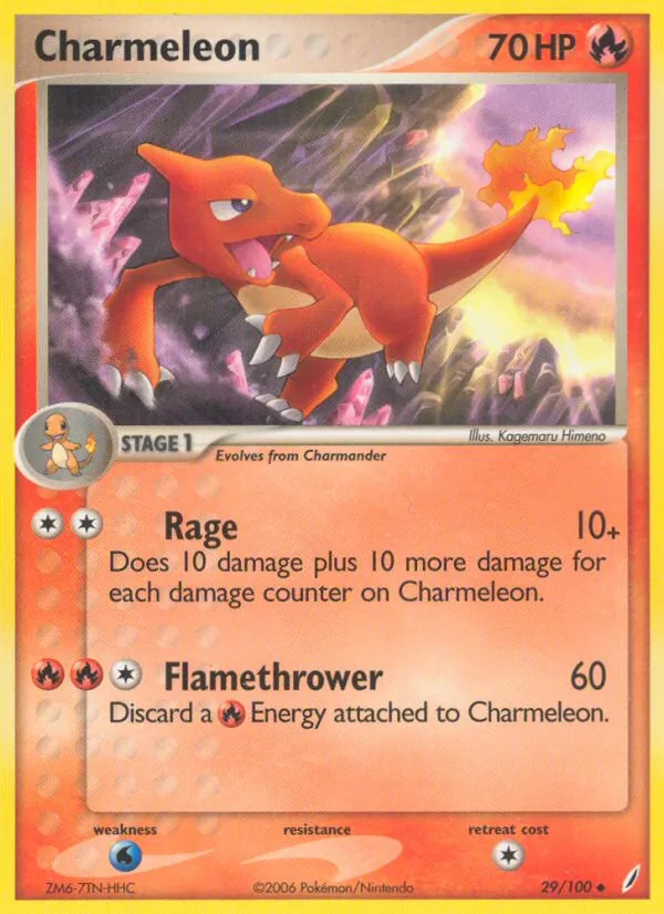 Carta Charmeleon, número 29/100 da coleção Crystal Guardians