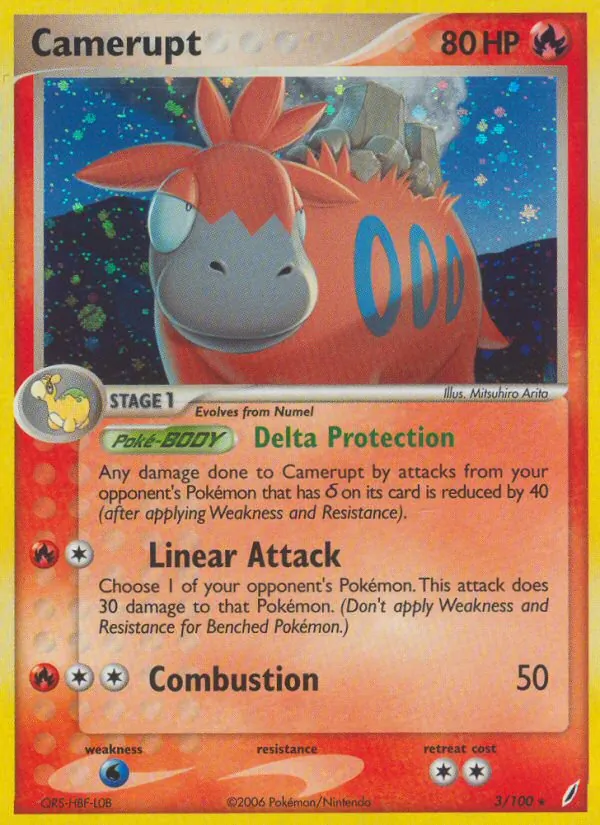 Carta Camerupt, número 3/100 da coleção Crystal Guardians