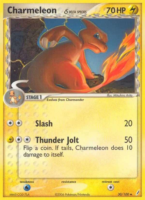 Carta Charmeleon δ, número 30/100 da coleção Crystal Guardians