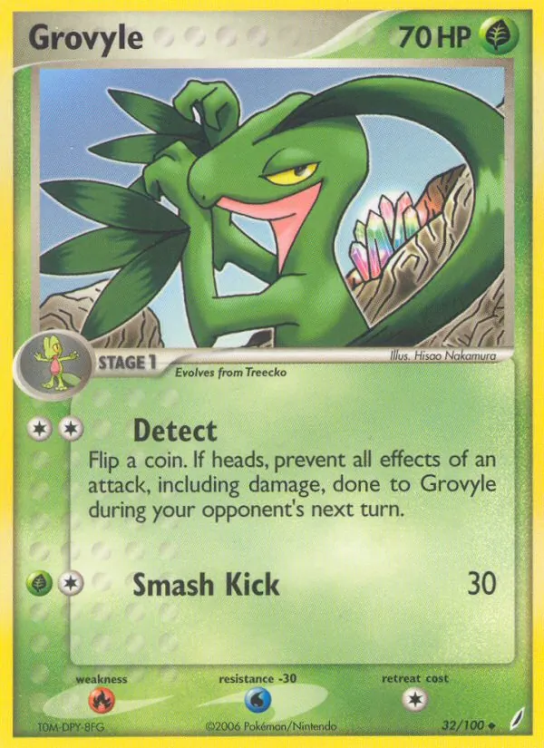 Carta Grovyle, número 32/100 da coleção Crystal Guardians