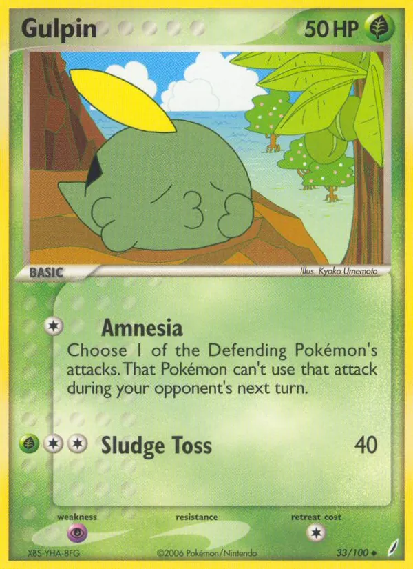 Carta Gulpin, número 33/100 da coleção Crystal Guardians