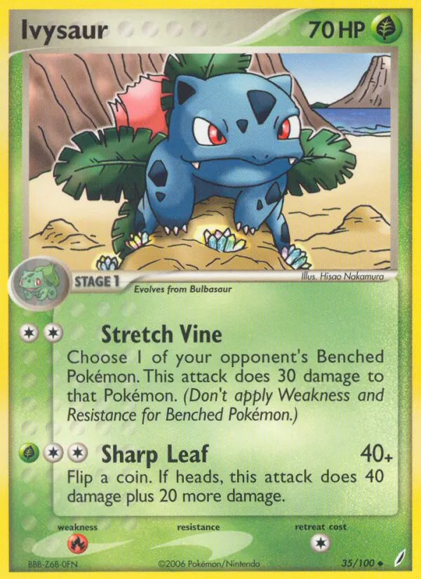 Carta Ivysaur, número 35/100 da coleção Crystal Guardians