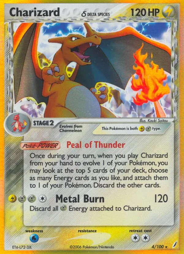 Carta Charizard δ, número 4/100 da coleção Crystal Guardians