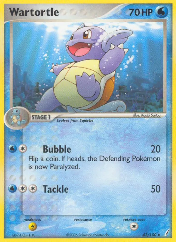 Carta Wartortle, número 42/100 da coleção Crystal Guardians