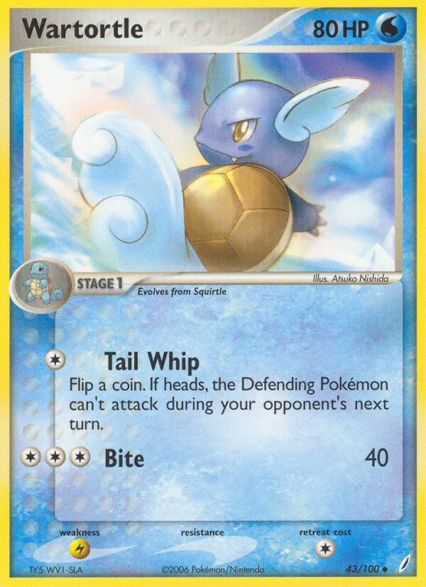 Carta Wartortle, número 43/100 da coleção Crystal Guardians