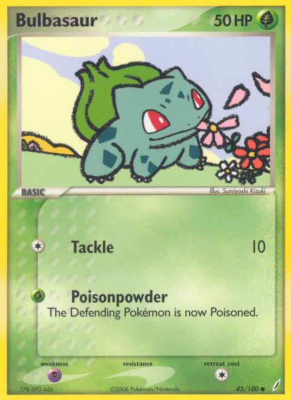 Carta Bulbasaur, número 45/100 da coleção Crystal Guardians