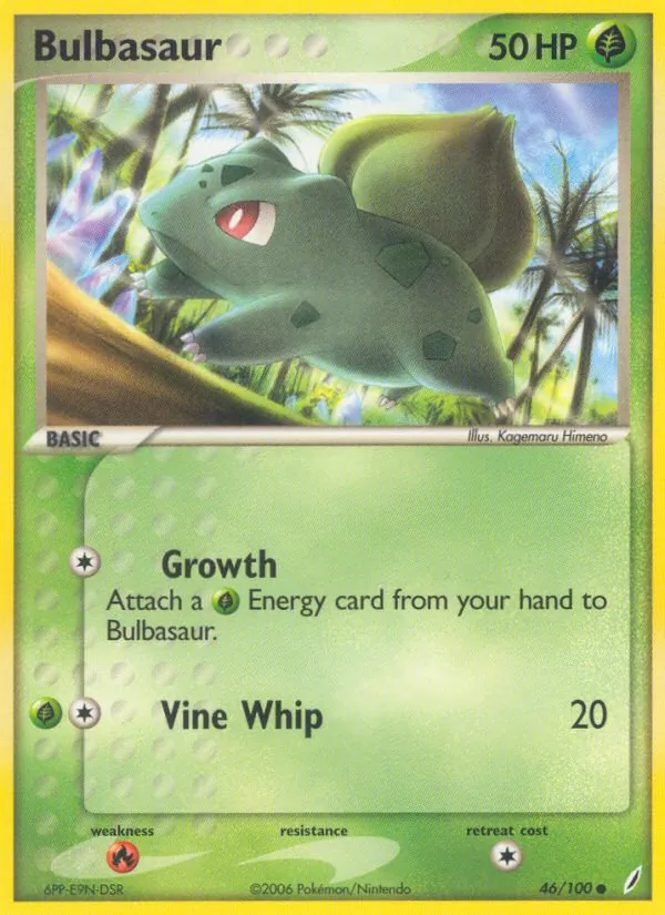 Carta Bulbasaur, número 46/100 da coleção Crystal Guardians