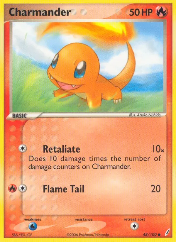 Carta Charmander, número 48/100 da coleção Crystal Guardians