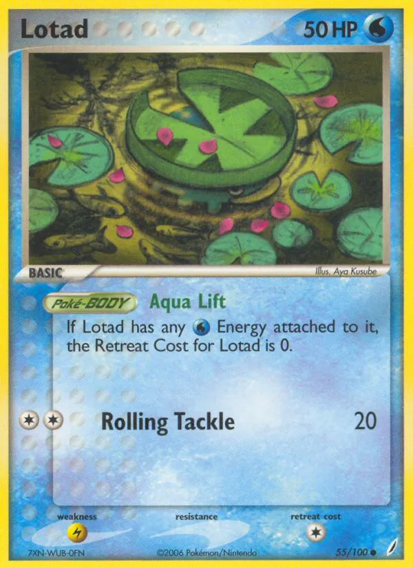 Carta Lotad, número 55/100 da coleção Crystal Guardians
