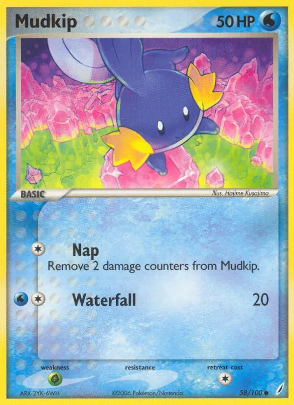 Carta Mudkip, número 58/100 da coleção Crystal Guardians