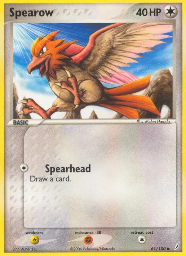 Carta Spearow, número 61/100 da coleção Crystal Guardians